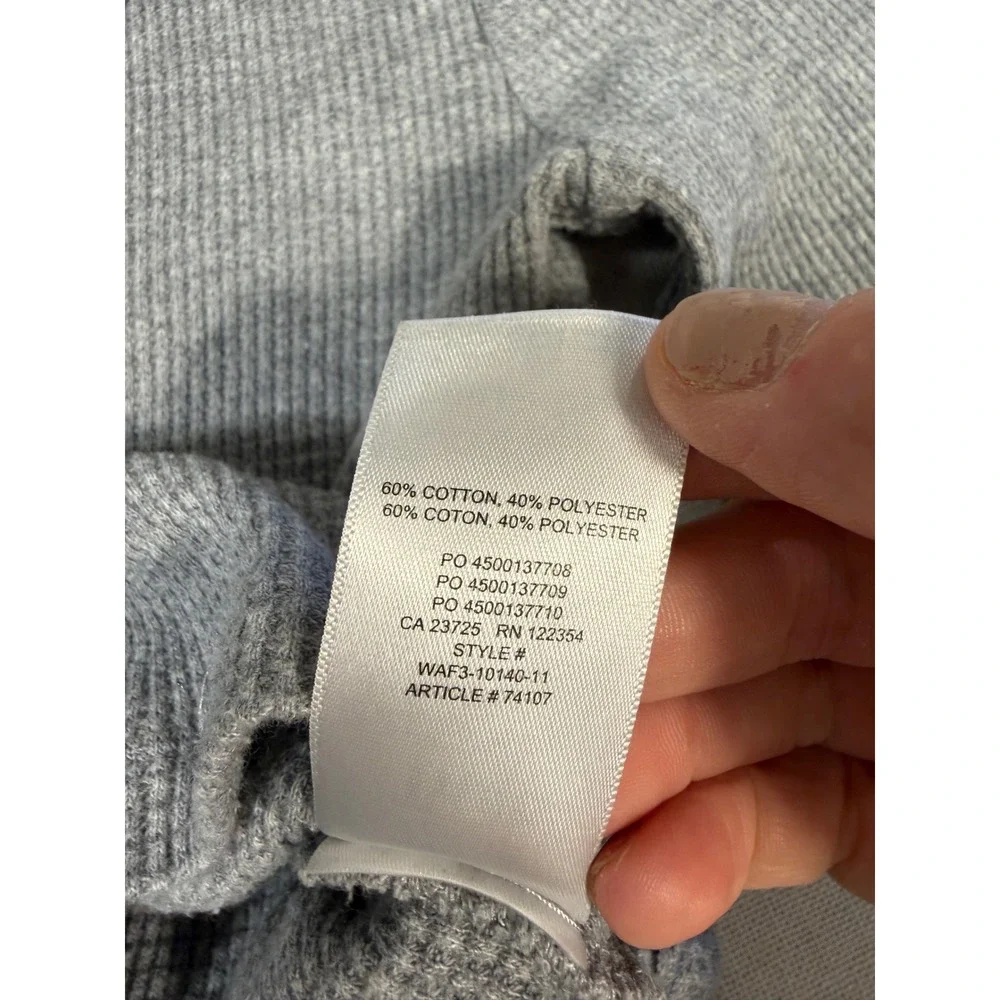 Aritzia Tna Grey Waffle Knit Notch Neck Cropped Long Sleeve Top small